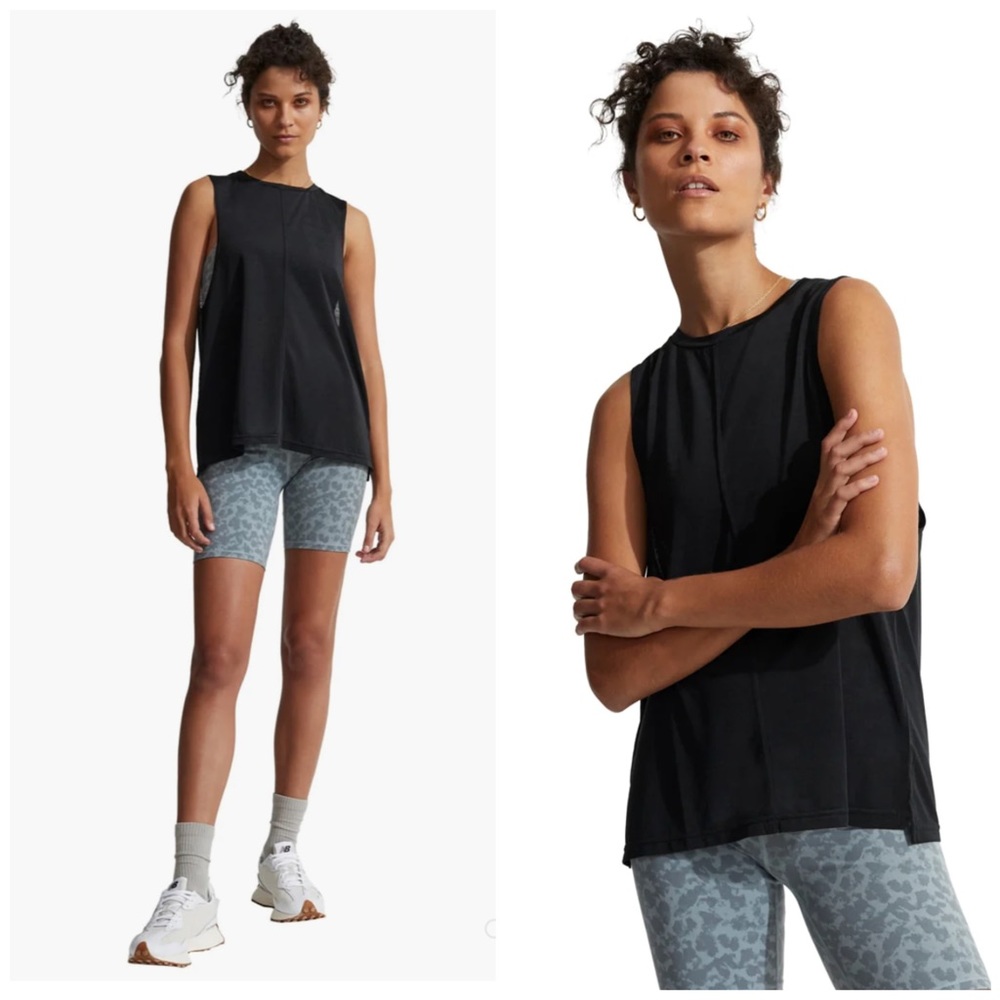 Varley Mariposa Semi Sheer Black Tank Top